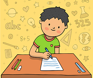 Gambar Animasi Anak Sedang Ujian 